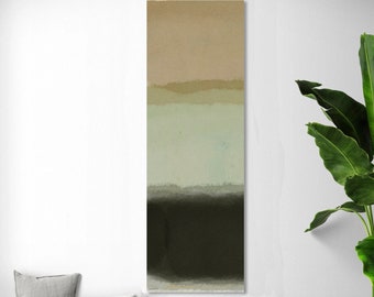 Tall Vertical Coastal Wall Art by Jacquie Gouveia, Tall Narrow Sage Green Canvas Print, Abstract Landscape Art, Framed Vertical Art