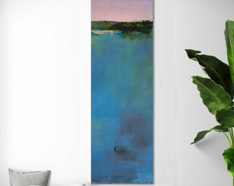 Tall Vertical Abstract Landscape Art by Jacquie Gouveia, Narrow Canvas Print, Oversized Coastal Artwork, Large Framed Vertical Canvas Art