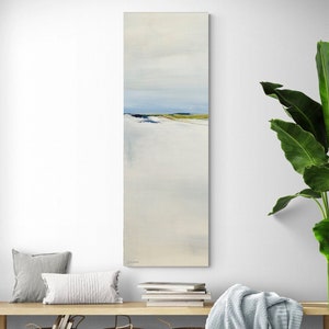 Tall Narrow Vertical Wall Art by Jacquie Gouveia, Calm Beach Canvas Print, Modern Coastal Home Decor, Vertical Coastal Art, Large Framed Art image 1