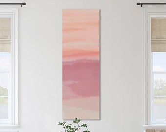 Tall Vertical Wall Art with Soft Pink Blush Colors by Jacquie Gouveia, Tall Narrow Canvas Wall Art, Vertical Abstract Landscape Canvas Print