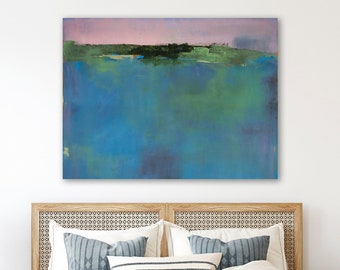 Long Panoramic Horizontal Canvas Print by Jacquie Gouveia, Large Narrow Abstract Landscape Wall Art, GIclee Print of Original Painting