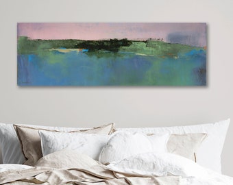 Long Panoramic Horizontal Canvas Print by Jacquie Gouveia, Large Narrow Abstract Landscape Wall Art, GIclee Print of Original Painting