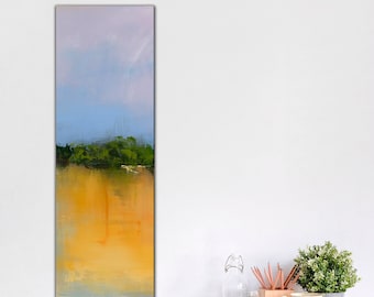 Vibrant Yellow Tall Vertical Wall Art by Jacquie Gouveia, Thin Tall Wall Decor, Long Horizontal Coastal Canvas Print, Large Framed Wall Art