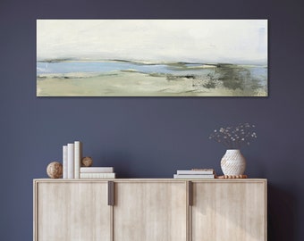 Long Abstract Coastal Print of Painting, Horizontal Coastal Living Room Wall Art, Narrow Cape Cod Wall Art, Coastal Wall Art Above Fireplace