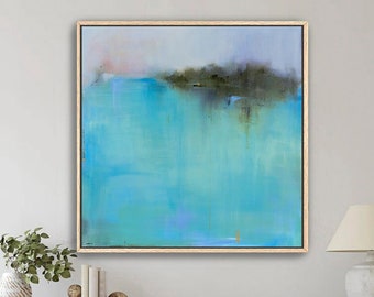 Large Framed Abstract Coastal Wall Art by Jacquie Gouveia, Large Framed Blue Beach Canvas Art Print, Canvas Turquoise Seascape