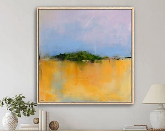 Large Framed Abstract Landscape Wall Art by Jacquie Gouveia, Large Framed Vibrant Yellow Canvas Art Print, Large Framed Modern Giclee Print