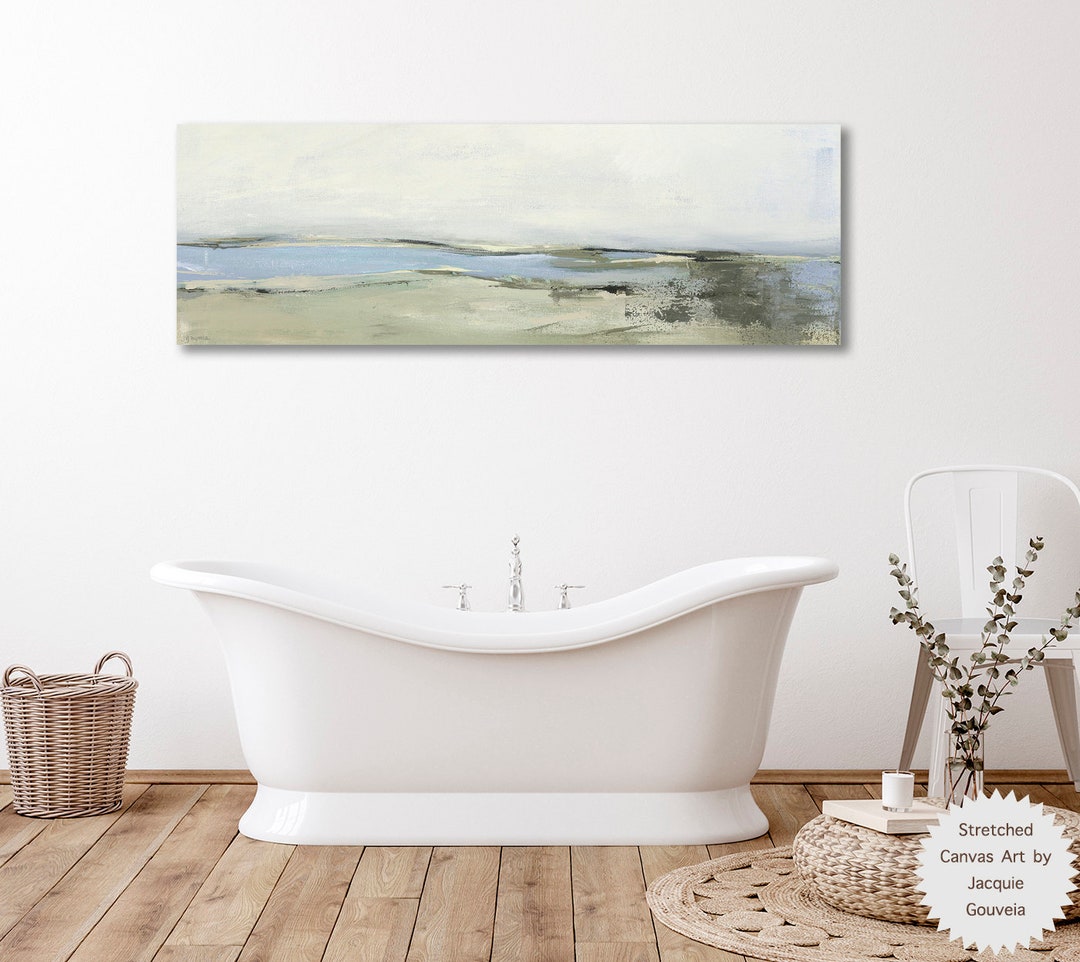 Long Large Horizontal Canvas Wall Art, Calm Coastal Landscape Print of