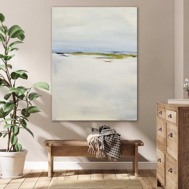 Tall Narrow Vertical Wall Art by Jacquie Gouveia, Calm Beach Canvas Print, Modern Coastal Home Decor, Vertical Coastal Art, Large Framed Art image 4