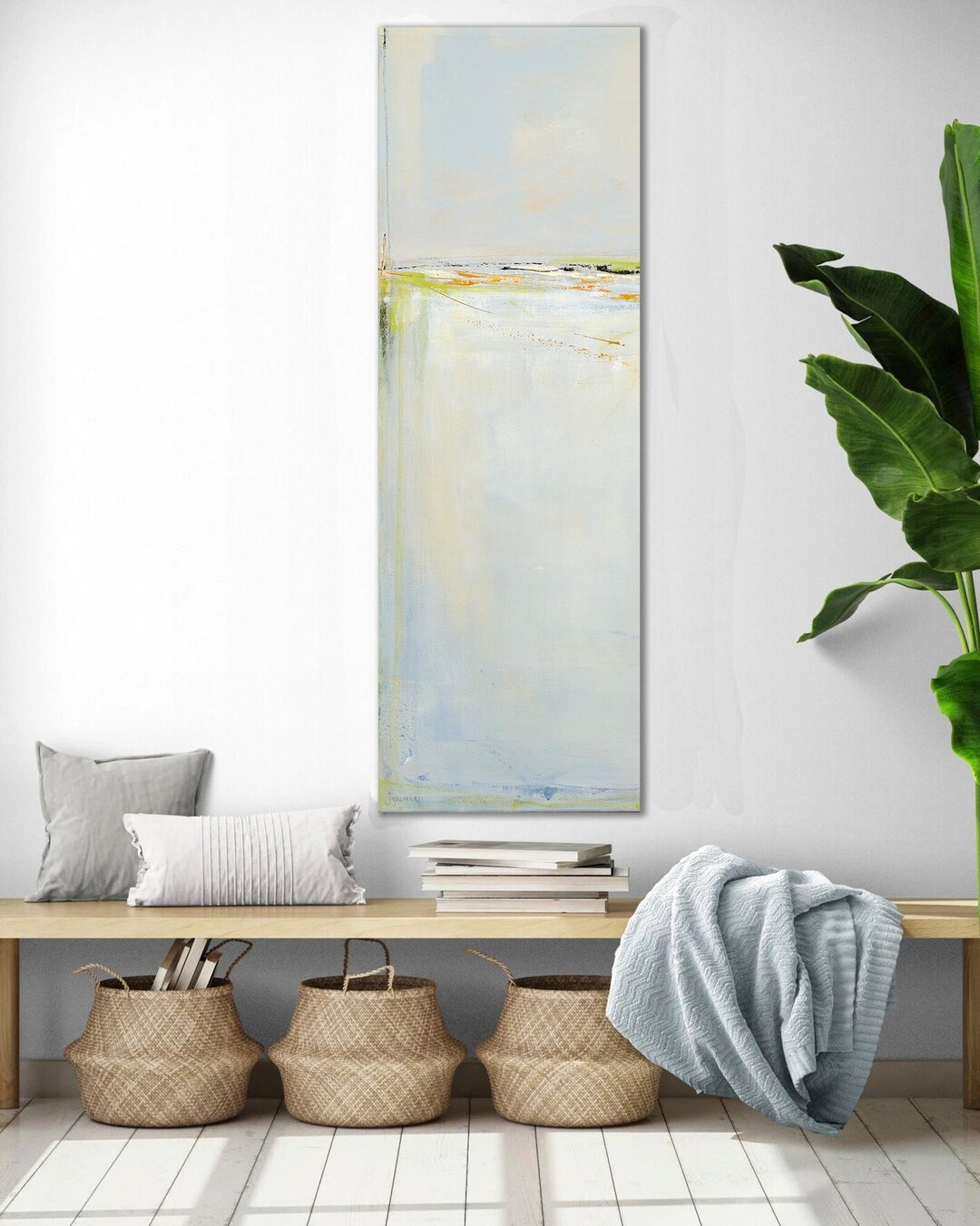 Tall Narrow Vertical Wall Art by Jacquie Gouveia, Calm Beach Canvas ...