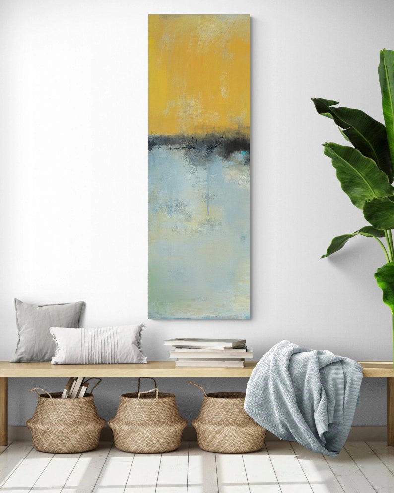 Exquisite Vertical Yellow Canvas Wall Art Print by Jacquie Gouveia, Tall Narrow Vibrant Abstract Landscape Canvas Print image 4