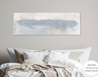 Long Horizontal Wall Art to Hang Over Bed, Master Main Primary Bedroom Decor, Large Canvas Wall Hanging, Neutral Boho Style Design