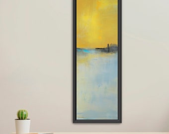 Framed Vibrant Yellow Tall Vertical Canvas Wall Art, Abstract Landscape Acrylic Painting Print, Tall Narrow Wall Deco, Jacquie Gouveia