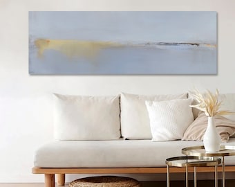 Oversized Panoramic Horizontal Coastal Wall Art by Jacquie Gouveia, Narrow Framed Rectangular Beach Canvas Art to Hang Over Fireplace or Bed