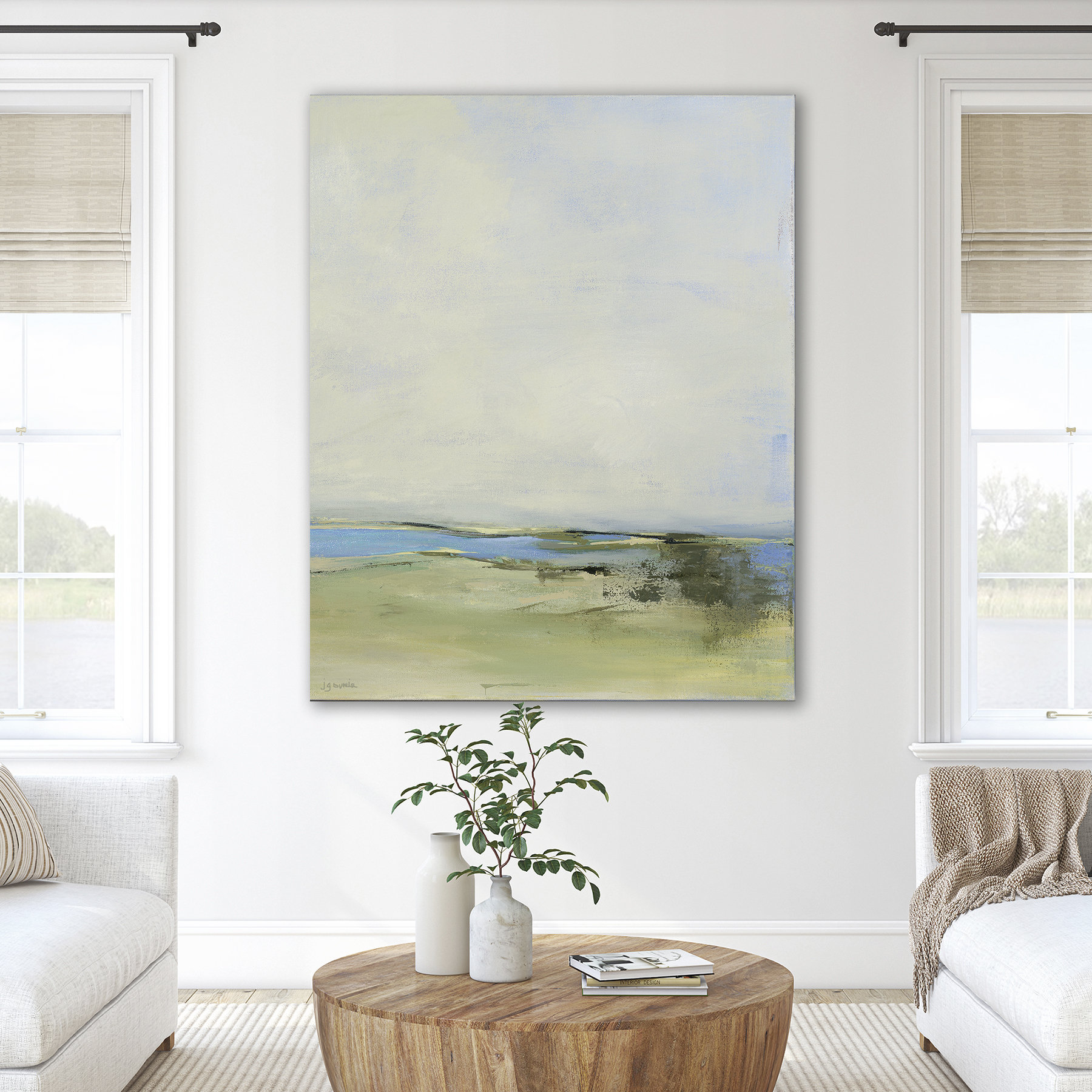 Oversized Canvas Wall Art, 48x60 Tall Vertical Coastal Abstract