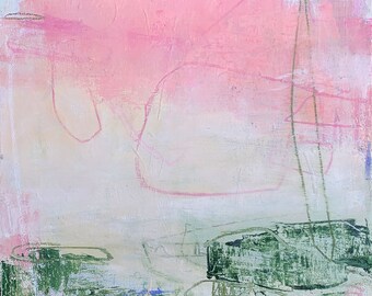 Abstract Landscape Painting by Jacquie Gouveia, Original 12x12 Canvas Painting, Acrylic Canvas Wall Art