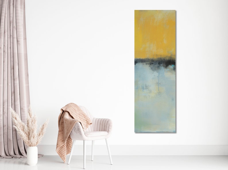 Exquisite Vertical Yellow Canvas Wall Art Print by Jacquie Gouveia, Tall Narrow Vibrant Abstract Landscape Canvas Print image 2
