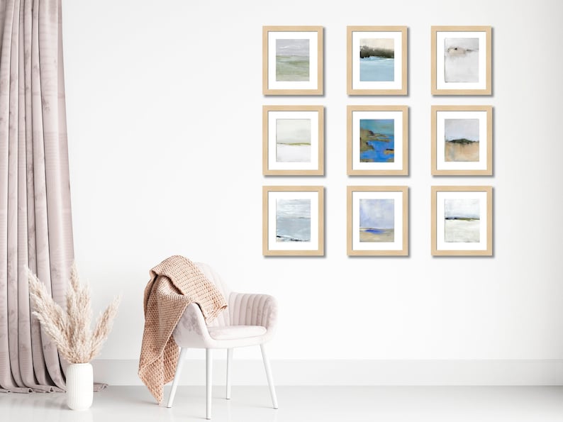 Set Of 9 16x20 Coastal Art Prints by Jacquie Gouveia, Customized Art Prints, Abstract Coastal Landscape Prints, Group of 9 Vertical Prints image 1