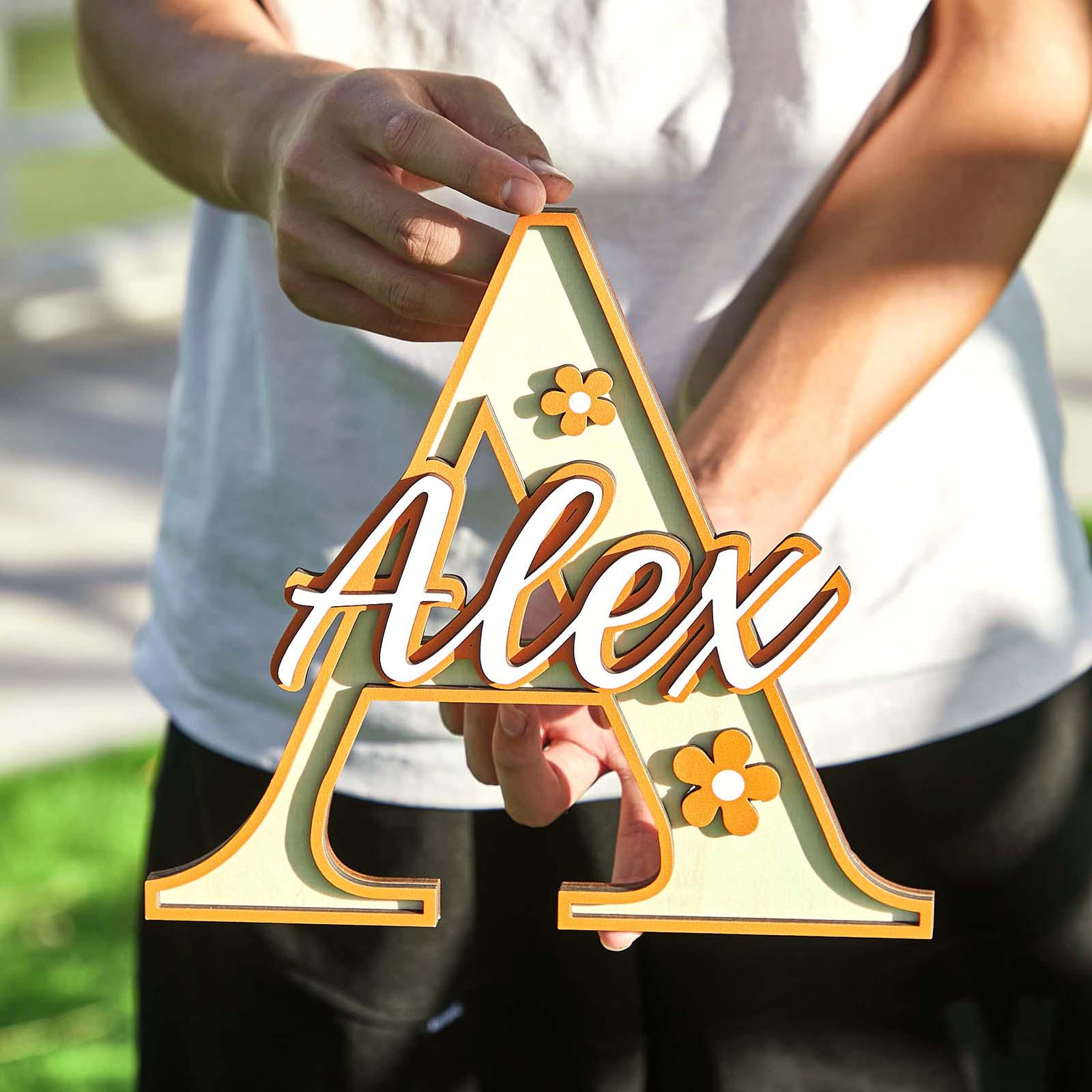 Custom Letter Capitalized Name Sign,initials Family Name Sign,wooden ...
