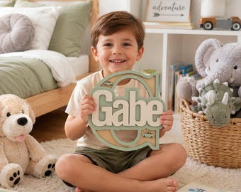 Placa de madeira personalizada com nome, decoração personalizada para quarto de bebê, presente para bebê, arte de parede