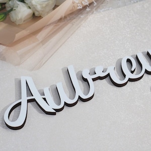 Letrero de madera con nombre personalizado, letrero con nombre para dormitorio infantil, decoración de guardería con letras de madera pintadas, arte de pared para habitación de niña o niño, letrero para zona de fotos, letrero para boda.