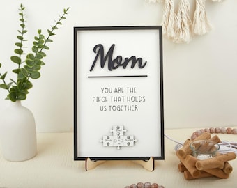 Personalised Mothers Day Puzzle Sign,Mothers Day Jigsaw Plaque,Piece that Holds Us Together Frame,Name Puzzle Night Light,Mothers Day Gift