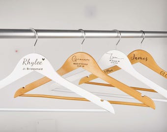 Personalized Bridesmaid Hangers - Wedding Hanger - Wooden Engraved Hanger - Bridal Dress Hanger - Wedding Name Hangers -Bridesmaid Proposal