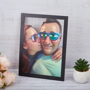 Personalisierte Familie Karikatur, Trendige Wandkunst 3D Wohnkultur Holzrahmen Benutzerdefinierte Cartoon, benutzerdefiniertes Porträt vom Foto, Geschenk zum 3