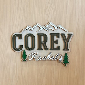 Custom Woodland Theme Name Sign, Wildlife Nursery Decor, Woodland 3D Name Sign, 3D Wood Name Sign, Name Sign for Nursery,  Nursery Wall Art