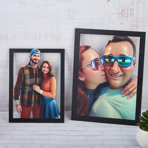 Benutzerdefinierte Pixar Style 3D Bilderrahmen, personalisierte Liebhaber Cartoon Portrait, trendiger Wandkunst 3D Wohnkultur Holzrahmen, Geschenk für die Familie