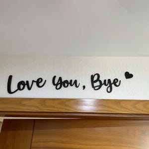 Te amo, adiós con corazón y coma, arte de pared de madera, arte de pared moderno y único de madera para entrada y pasillo, expresa amor y calidez, decoraciones para el hogar