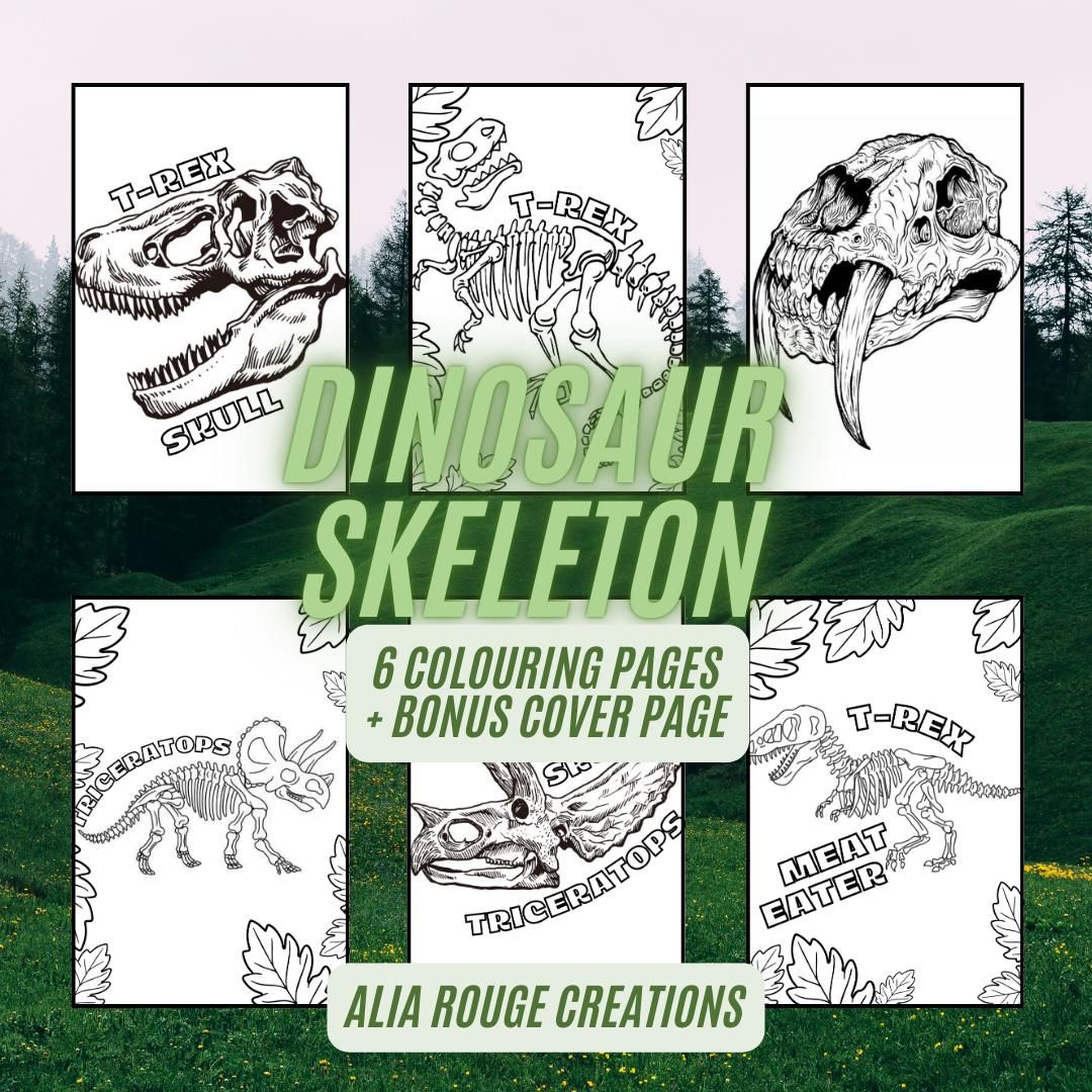 Dinosaur Skeleton Colouring Book for Children - Etsy