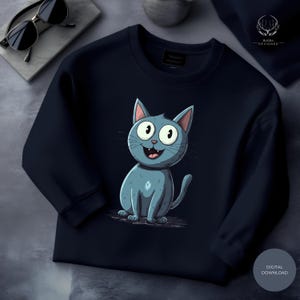 Cute Cartoon Cat SVG PNG | Funny Kitty T-Shirt Design | Kawaii Animal Clipart for Cricut DTF Sublimation