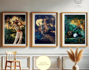 Modern Abstract Golf Art Prints: Tropical Sports Decor (Digital Download)