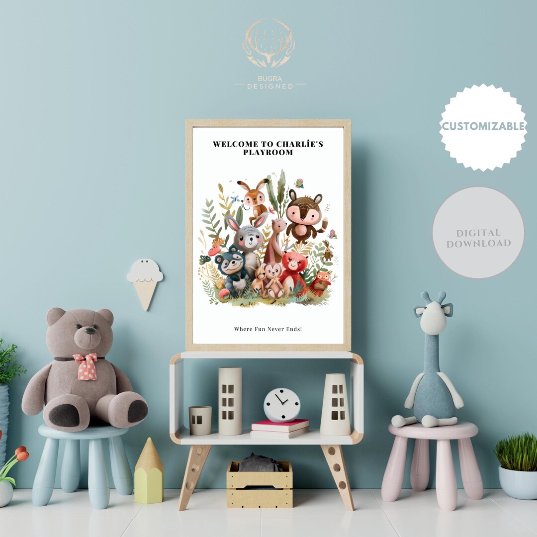 Editable Nursery Room Printable Wall Art, Customizable Nursery Wall ...