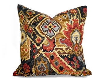 Rust Southwestern Pillow Rust Gold Rectangle throw pillow rusty red gold