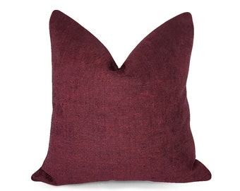 2 Oxblood Classic Faux Leather Cushion Covers 16/" 18/" 20/" Scatter Pillows