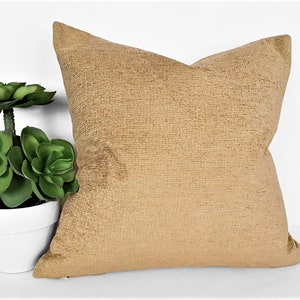 Textured Tan Pillow Cover, Solid Tan Cushion,  12x18, 18x18, 20x20