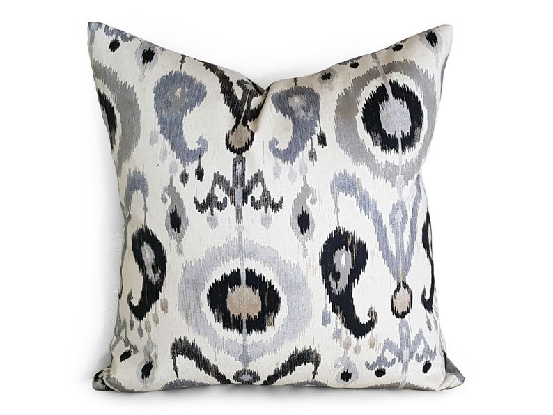 Gray Ikat Pillow Covers Gray Throw Pillows Grey Cream Black Etsy