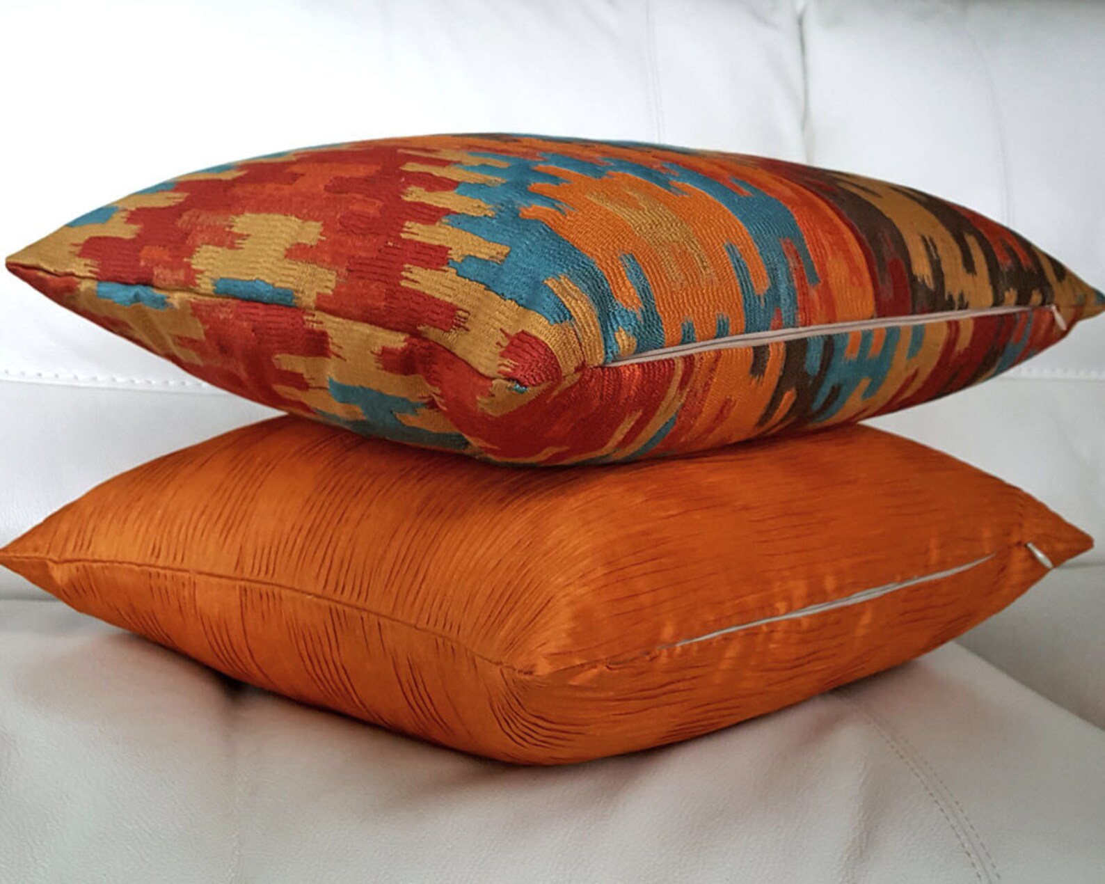 Southwestern Pillows Orange Blue Pillow Aztec Pillows Etsy