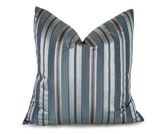 Elegant Blue Pillows, Silver Blue Pillow, Blue Pillow Cover, Shimmering Ice Blue, Powder Blue, Striped Sofa Pillows, 18x18, 20x20