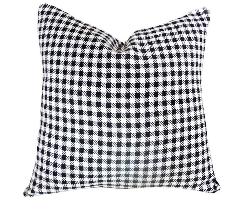 Black White Pillows Black White Plaid Cushion Cover Black image 0