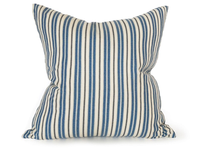Beach House Pillows Blue White Striped Pillow Cover Blue Etsy