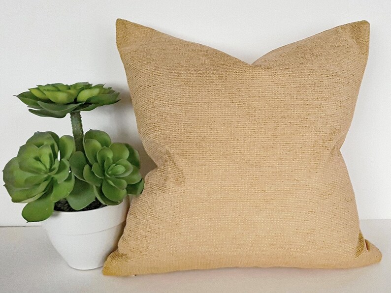 Gold Throw Pillow Solid Tan Pillow Textured Cushion Cover Etsy