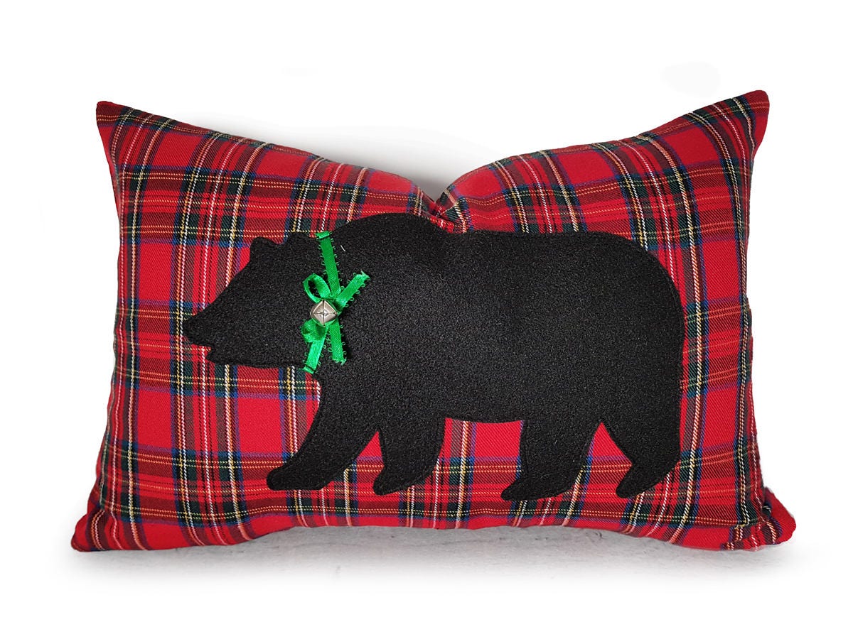 Christmas Bear Pillow Bear Pillows Bear Pillow Covers Bear Etsy