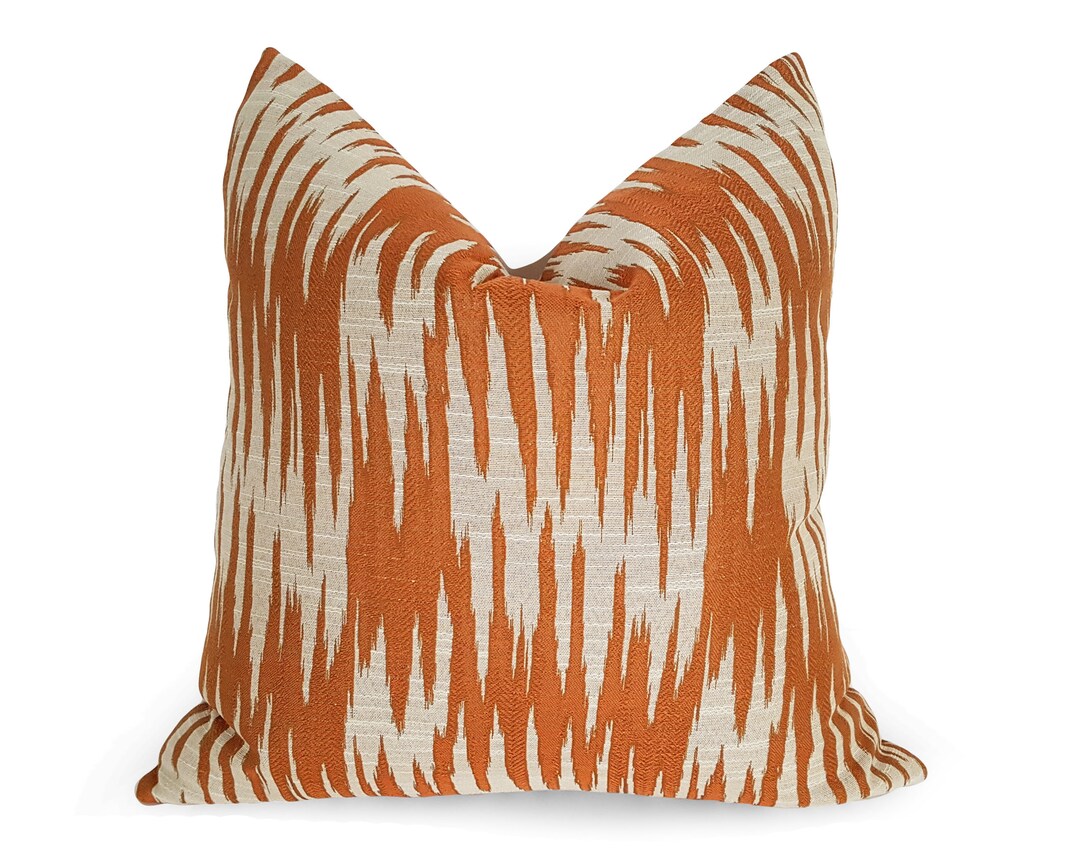 Burnt Orange Ikat Pillow Covers, Rust Throw Pillows, Modern Boho Decor, Long Lumbar Pillows Etsy