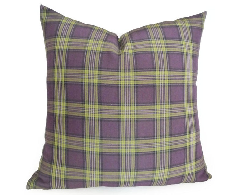 Green Purple Tartan Plaid Pillow Cover Green Tartan Plaid Pillow Sham