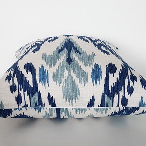 Ikat Pillow, Blue Ikat Pillow Covers, Linen Designer Pillows in Navy Cream White, 16, 18, 20, 22, 24, 12x20, 16x26 image 3