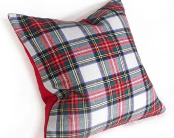 Plaid Christmas Pillow Covers, Wool Plaid Pillows, Vintage Christmas Decor, Custom Sizes