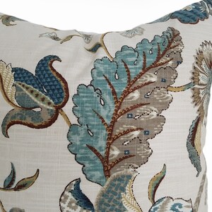 Jacobean Pillow Covers, Blue Floral Pillows, Both Sides, 12x18, 12x20, 16x16, 20x20 image 4
