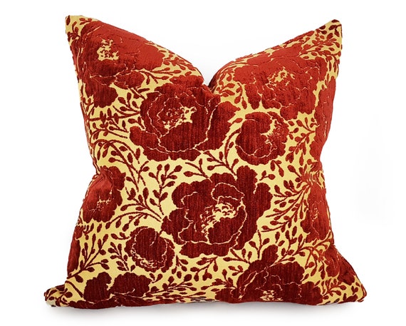 Pillow Textured Floral Pillow Cover Texture Throw Pillow, Red Multi
